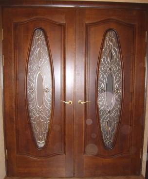 stained glass oval double door